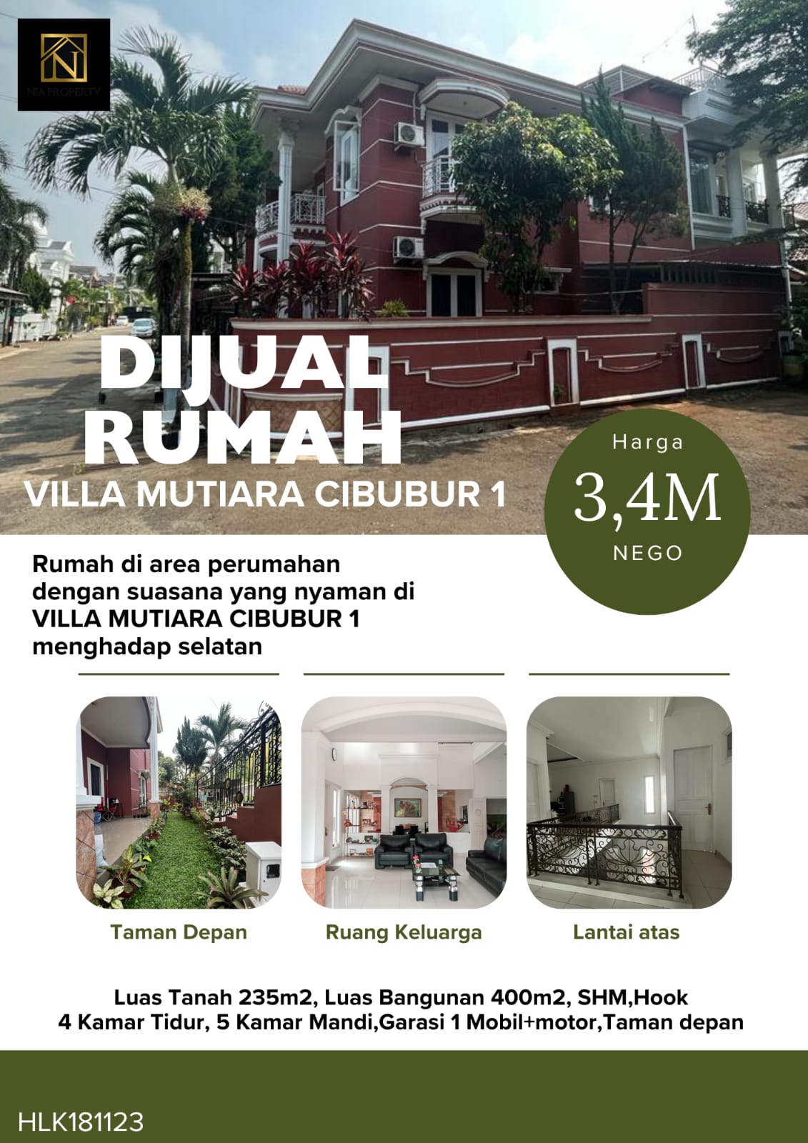 Dijual rumah villa mutiara cibubur 1